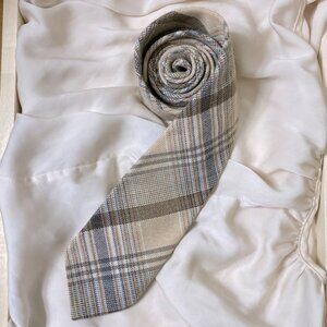 Vintage Currie Canada Made In Canada Beige Plaid Tie